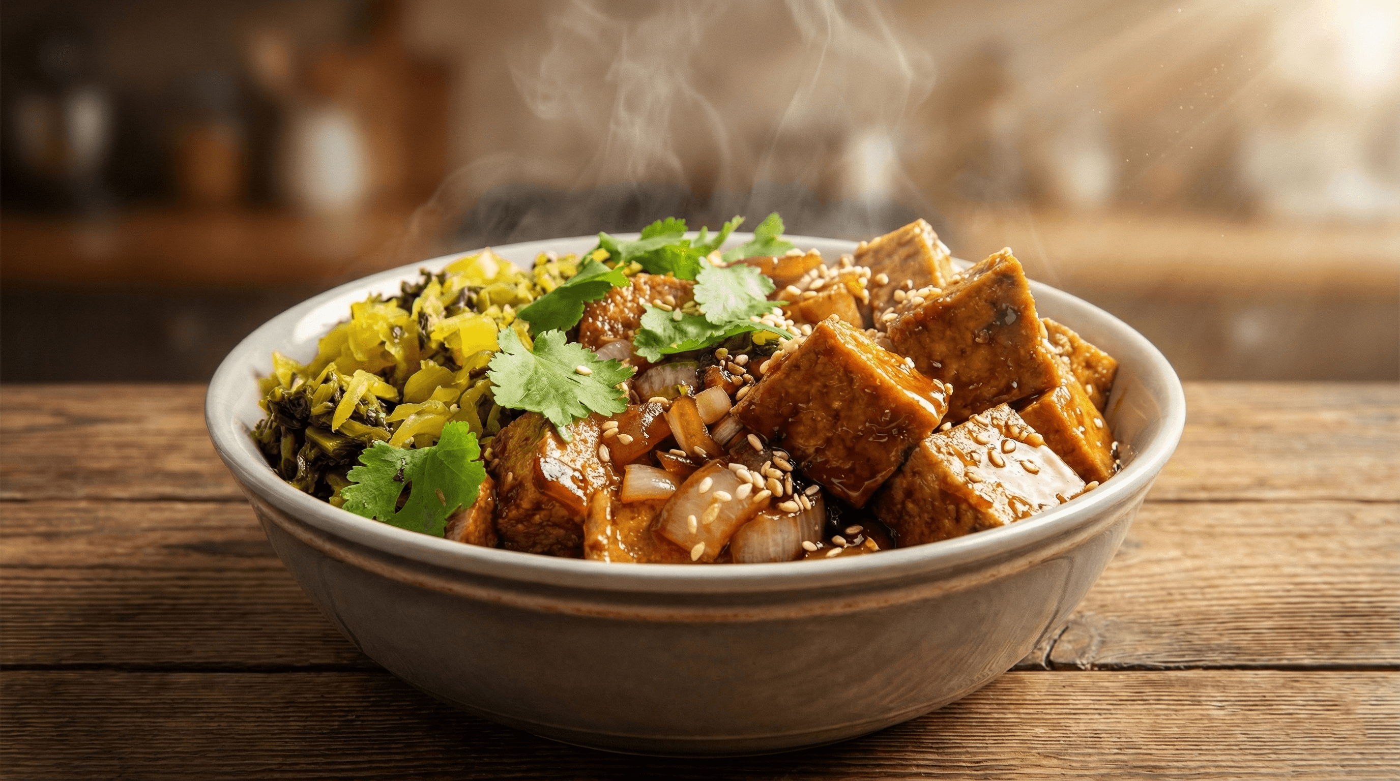 Mom’s Caramel Tofu Bowl - 100% plant-based and made from scratch at St.Veg