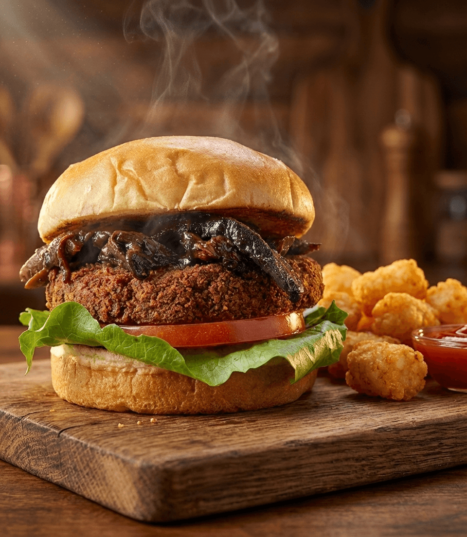 Mushroom BBQ Burger (M.B.B.) - 100% plant-based and made from scratch at St.Veg